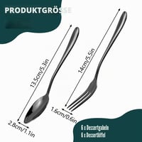 RETON 12 db fekete desszertvilla és kávéskanál készlet rozsdamentes acélból 6 villa 6 kanál 2