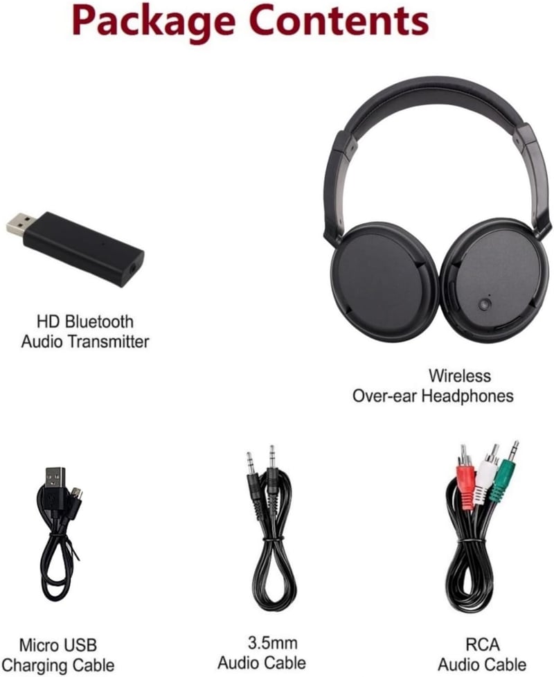 RETRADEKING Wireless Bluetooth fejhallgató TV, telefon és PC-hez, könnyű HiFi sztereó, mély basszus, fekete