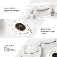 Sangyn Retro Asztali Telefon Klasszikus Forgótárcsás Design Fémcsengővel Otthonra és Irodába - Gombos Tárcsázás, Fehér 6