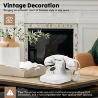Sangyn Retro Asztali Telefon Klasszikus Forgótárcsás Design Fémcsengővel Otthonra és Irodába - Gombos Tárcsázás, Fehér 2