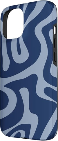 Retro Liquid Swirl Abstract Aesthetic Designs iPhone 15 Sötétkék Folyékony Mintás Tok 2