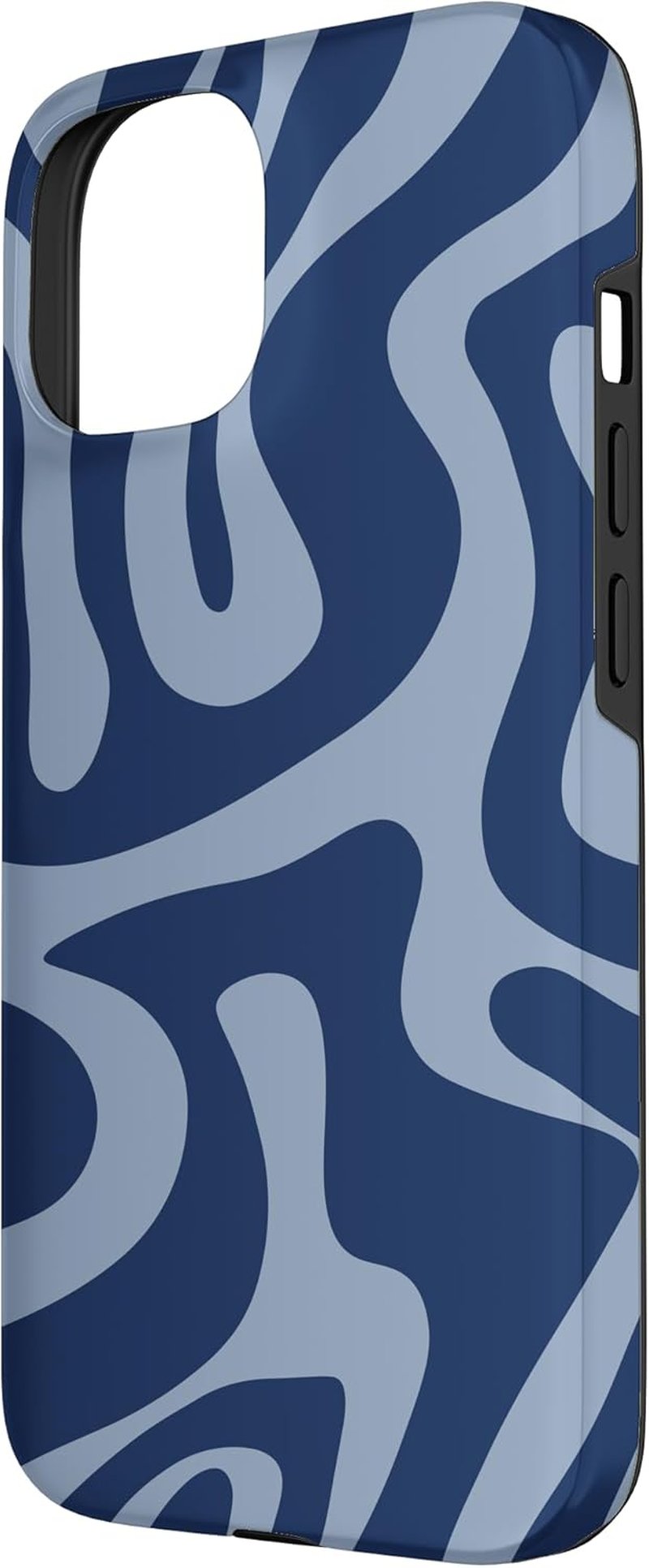 Retro Liquid Swirl Abstract Aesthetic Designs iPhone 15 Sötétkék Folyékony Mintás Tok