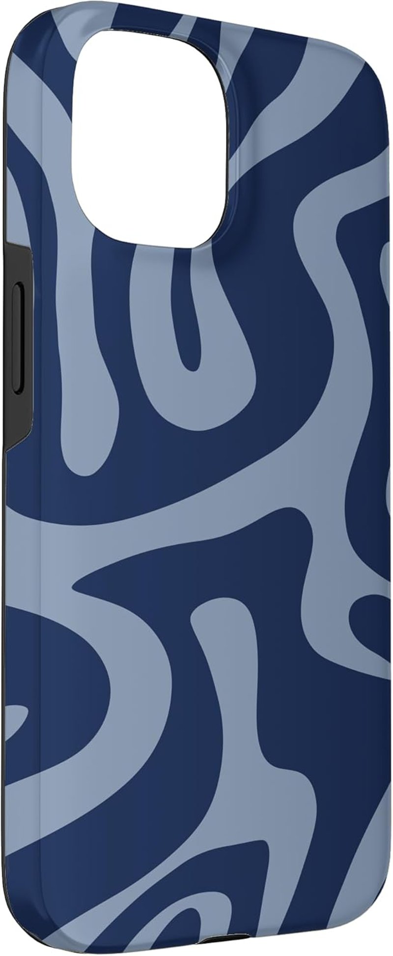 Retro Liquid Swirl Abstract Aesthetic Designs iPhone 15 Sötétkék Folyékony Mintás Tok