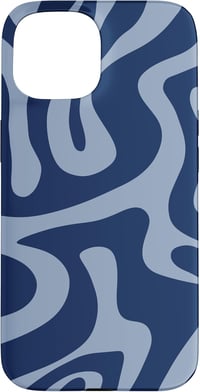 Retro Liquid Swirl Abstract Aesthetic Designs iPhone 15 Sötétkék Folyékony Mintás Tok 1