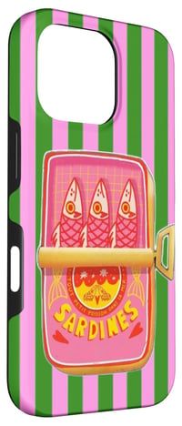 Retro puzdro na iPhone 16 Pro s letným vzorom sardiniek – roztomilý obal na telefón v preppy štýle 3