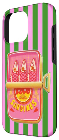 Retro puzdro na iPhone 16 Pro s letným vzorom sardiniek – roztomilý obal na telefón v preppy štýle 2
