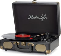 Retrolife 3 sebességes Bluetooth lemezjátszó RCA kimenettel és beépített hangszóróval 1