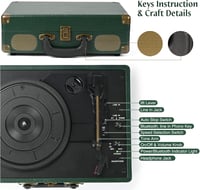 Retrolife 3 sebességes Bluetooth lemezjátszó RCA kimenettel és beépített hangszóróval 4