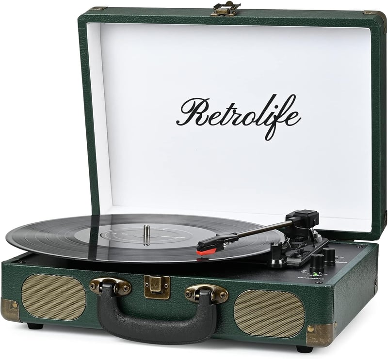 Retrolife 3 sebességes Bluetooth lemezjátszó RCA kimenettel és beépített hangszóróval