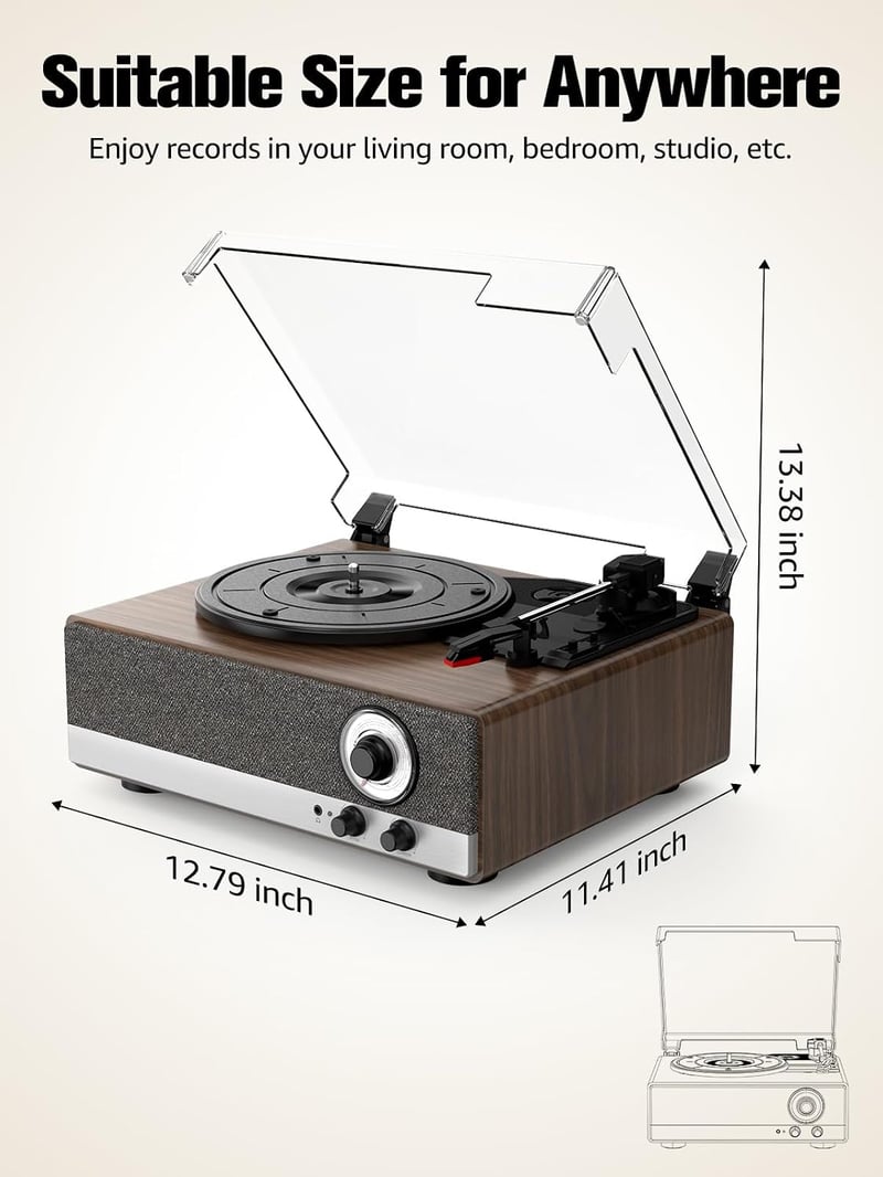 Retrolife 7 az 1-ben Bluetooth lemezjátszó beépített hangszórókkal övhajtással, 3 sebességű, pitch vezérlés, RCA kimenet, automata leállás,