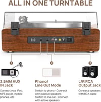 Retrolife Bakelit Lemezjátszó Bluetooth Hangszóróval Sárga/Barna 6