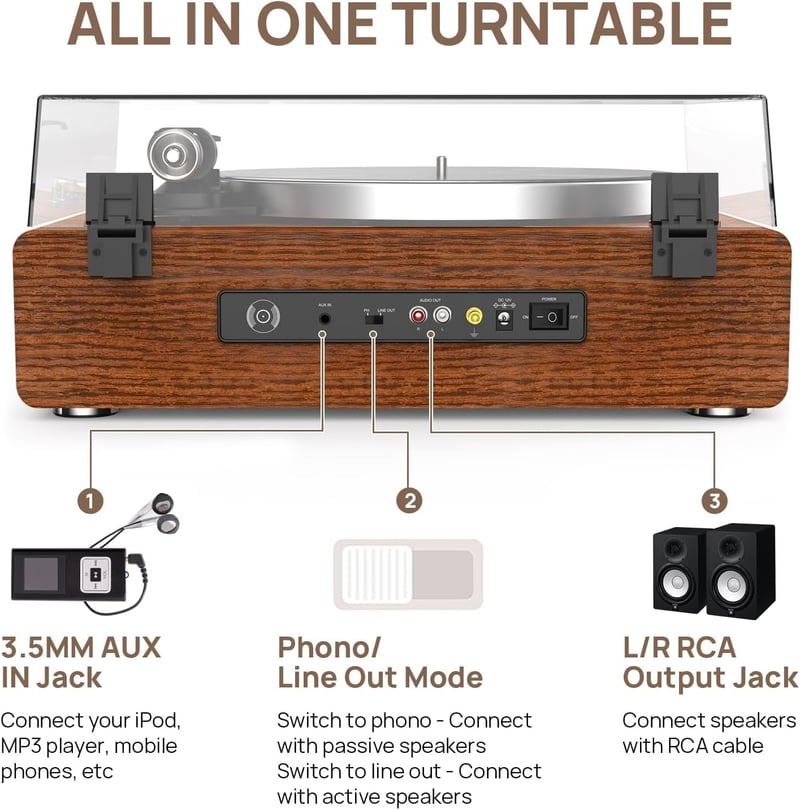 Retrolife Bakelit Lemezjátszó Bluetooth Hangszóróval Sárga/Barna