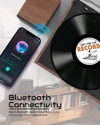 Retrolife Vintage Lemezjátszó Vezeték Nélküli Hangszóróval, LP Lemez Lejátszó 3