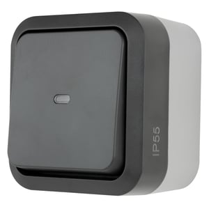 REV AquaStorm spínač do vlhkého prostredia IP55 jednopólový na omietku antracitový