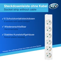 Distribuitor REV - Priză multiplă cu 6 posturi fără cablu, 3500 W, alb 2