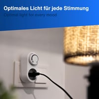 REV EMD201 Zásuvkový stmievač – pre LED, žiarovkové a halogénové svetlá, 3-200 W, biely, Plug and Play, s otočným vypínačom 6