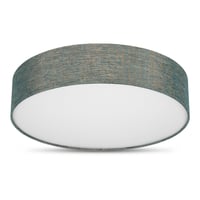 Plafonieră REV - 50 cm, cu Abajur Rotund din Material Textil în Stil Vintage, Verde-Auriu, cu Șase Dulii E27, pentru Camera de Zi și Dormitor 1