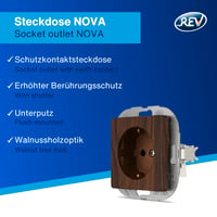 REV Nova Switch Series falba süllyesztett aljzat fedőlappal, diófa színű 2