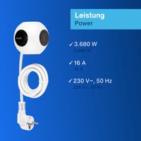 Cub prelungitor REV PowerGlobe cu întrerupător, cablu 1,4 m, 3500 W, alb-negru 5