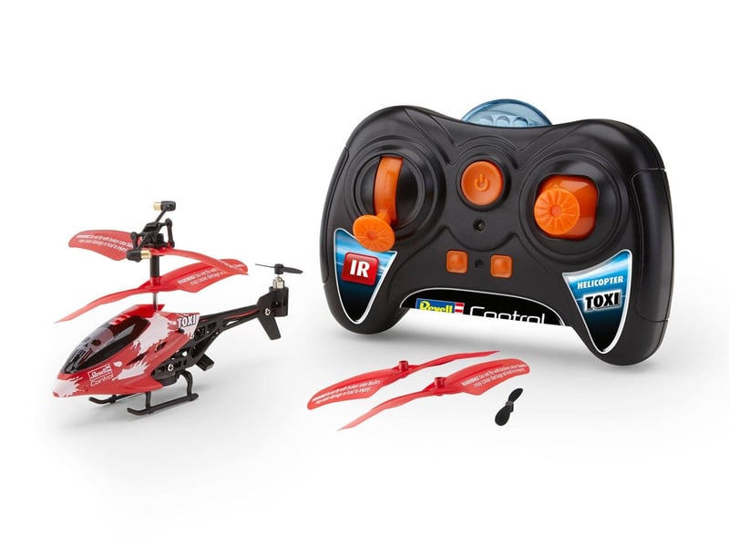 Revell Control 23841 TOXI Mini RC vrtuľník s diaľkovým ovládaním, 3-kanálové IR ovládanie, gyroskop, batéria, lietanie v interiéri, červený