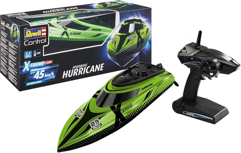 Revell Control X-Treme Hurricane távirányítós motorcsónak, 45 km/h sebesség, 2.4 GHz, 46 cm, zöld/fekete, 7 éves kortól