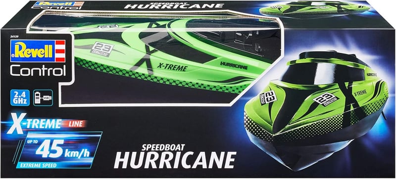 Revell Control X-Treme Hurricane távirányítós motorcsónak, 45 km/h sebesség, 2.4 GHz, 46 cm, zöld/fekete, 7 éves kortól