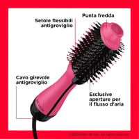 Perie cu aer cald pentru volum și coafare REVLON OneStep cu tehnologie ionică și ceramică pentru păr mediu și lung, ediție nouă roz 4