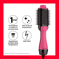 Perie cu aer cald pentru volum și coafare REVLON OneStep cu tehnologie ionică și ceramică pentru păr mediu și lung, ediție nouă roz 2