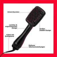 Teplovzdušná kefa a sušič vlasov Revlon Pro Collection RVDR5212E2 Salon One-Step, čierno-ružová, jednostranná plochá kefa 5