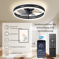 Revneey Csendes Mennyezeti Ventilátor Lámpa 50W Dimmelhető Távirányítóval és App Vezérléssel 3