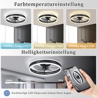 Revneey Csendes Mennyezeti Ventilátor Lámpa 50W Dimmelhető Távirányítóval és App Vezérléssel 4