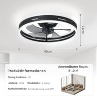 Revneey Csendes Mennyezeti Ventilátor Lámpa 50W Dimmelhető Távirányítóval és App Vezérléssel 2