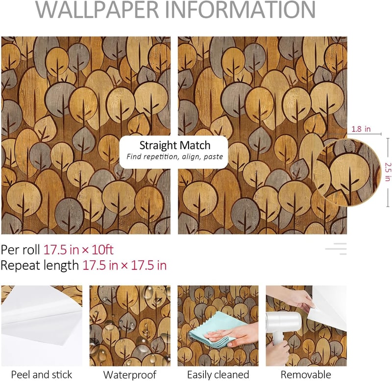 ReWallpaper Öntapadós Bútor Tapéta Barna Fa Mintás 44,5cm x 3m Vintage