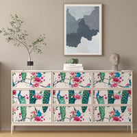 ReWallpaper Öntapadós Tapéta 44,5cm×12m - Vintage Zöld Páva Mintás Vízálló Faliborítás Fürdőszobába, Konyhába, Folyosóra - Bézs Virágos PVC  3