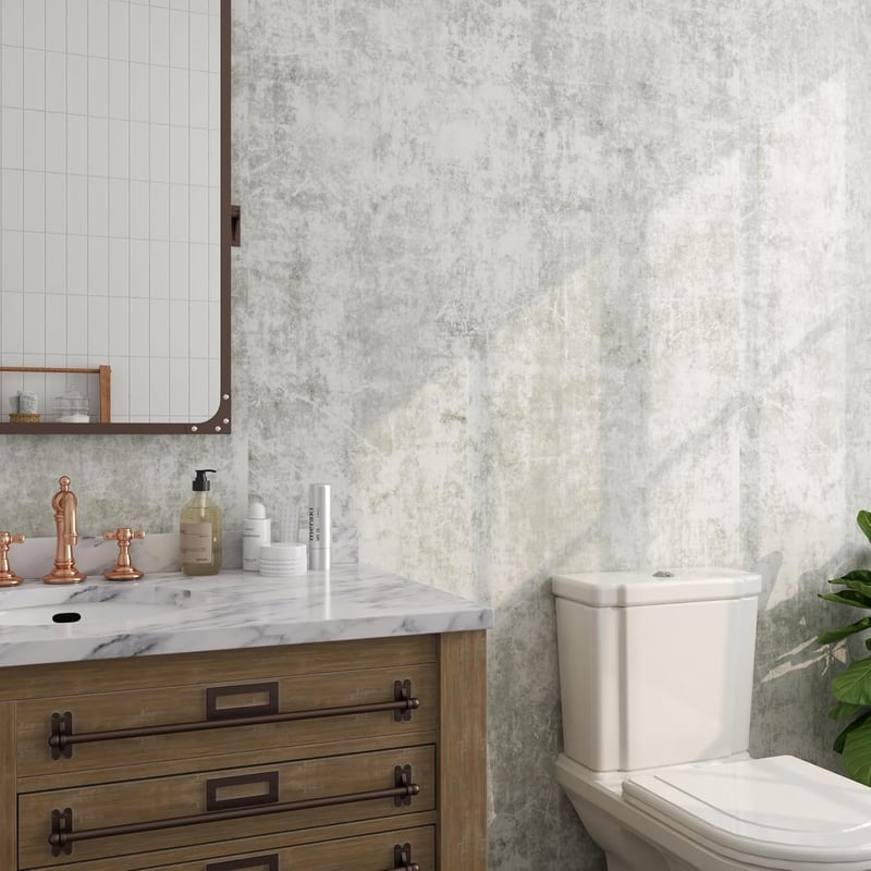ReWallpaper Ragasztós tapéta betonhatású vintage mintával Fehér Szürke 40 cm x 7 m, vízálló fólia konyhába fürdőszobába bútorokra ajtókra