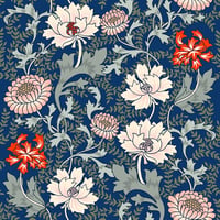 ReWallpaper Vintage kék virágos öntapadós tapéta 44,5 cm x 7 m zöld leveles mintával, fürdőszobába vízálló fólia bútorra 1
