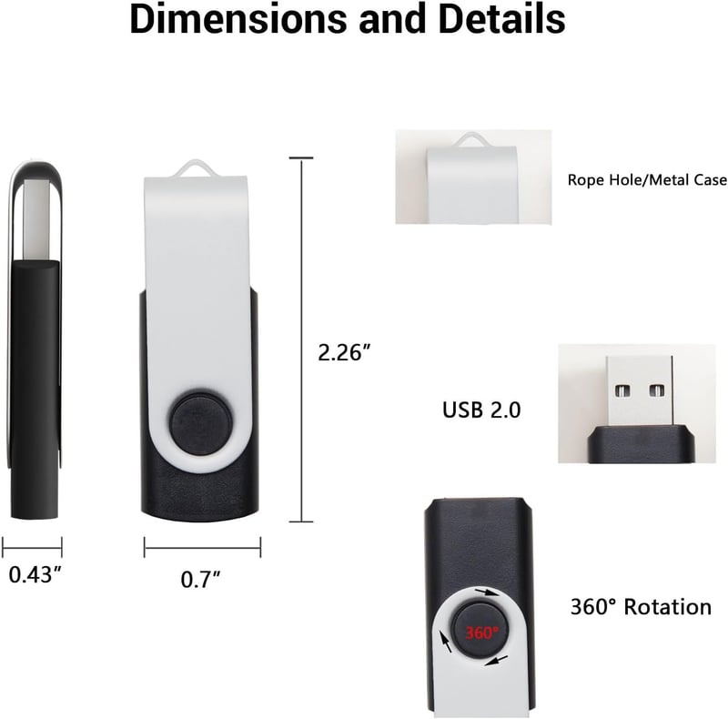 REWBOAT 20db 4GB USB Pendrive Csomag - 5 Véletlenszerű Színben, Fém Forgó Kialakítás, Vízálló, USB 2.0 Memória Stick, Univerzális Kompatibil