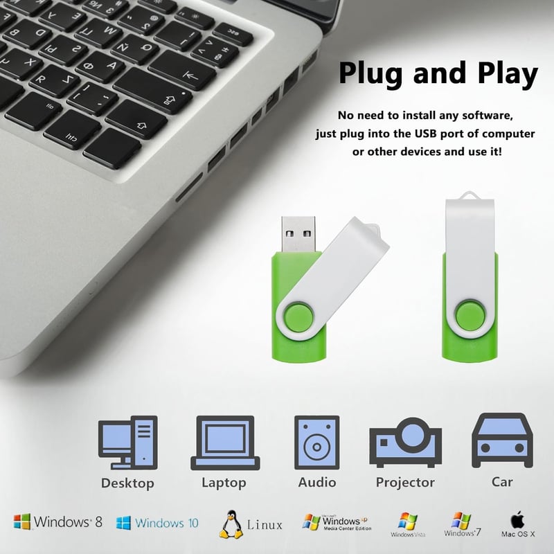 REWBOAT 20db 4GB USB Pendrive Csomag - 5 Véletlenszerű Színben, Fém Forgó Kialakítás, Vízálló, USB 2.0 Memória Stick, Univerzális Kompatibil