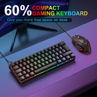 Herná súprava klávesnice a myši Rewurnth – 60 % QWERTZ, mechanická, červené spínače, RGB, USB-C 7