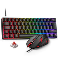 Herná súprava klávesnice a myši Rewurnth – 60 % QWERTZ, mechanická, červené spínače, RGB, USB-C 1
