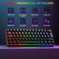 Herná súprava klávesnice a myši Rewurnth – 60 % QWERTZ, mechanická, červené spínače, RGB, USB-C 2