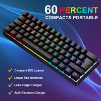 Herná súprava klávesnice a myši Rewurnth – 60 % QWERTZ, mechanická, červené spínače, RGB, USB-C 4