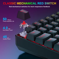 Herná súprava klávesnice a myši Rewurnth – 60 % QWERTZ, mechanická, červené spínače, RGB, USB-C 3