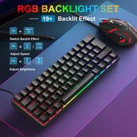 Herná súprava klávesnice a myši Rewurnth – 60 % QWERTZ, mechanická, červené spínače, RGB, USB-C 5