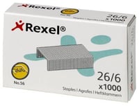 Rexel 6131 Zošívacie spinky 26/6 mm, balenie 1000 ks, kancelárske spinky č. 56 4