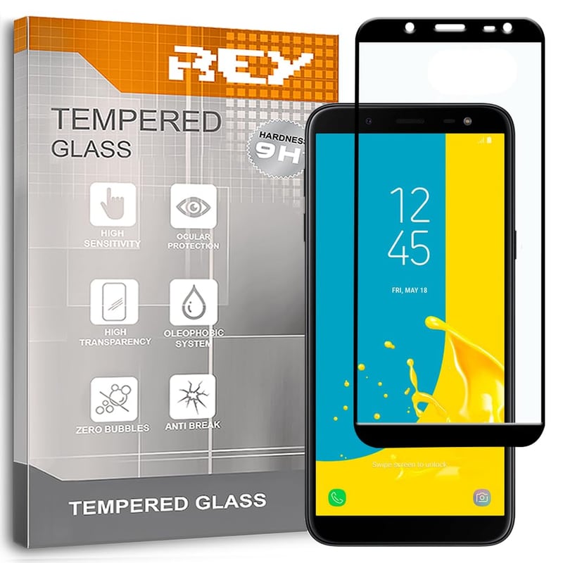 REY 3D edzett üveg kijelzővédő Samsung Galaxy J6 (2018) - fekete