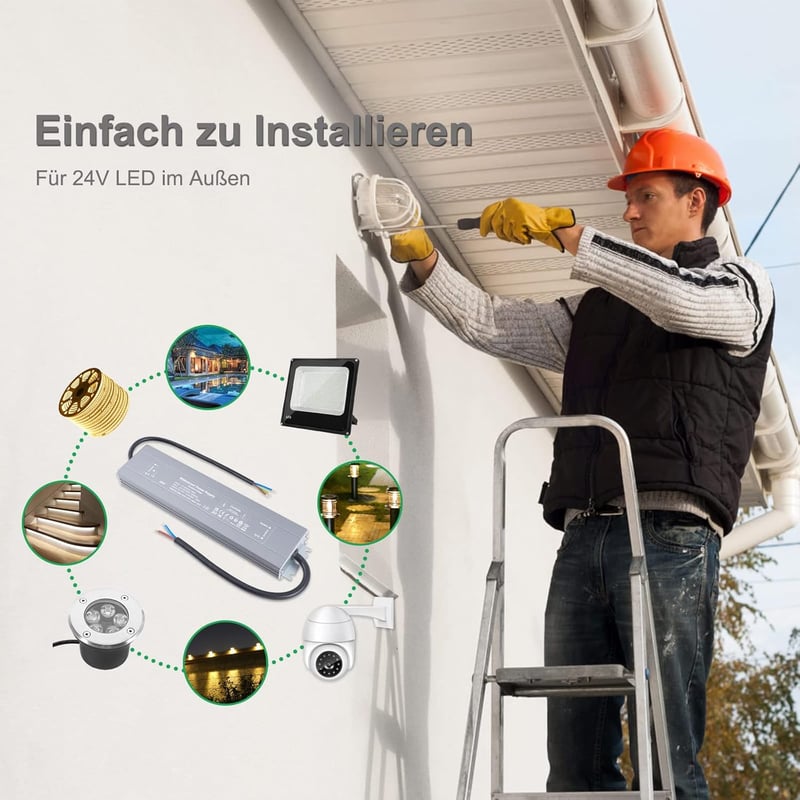 REYLAX 150W LED tápegység 24V vízálló IP67 kültéri LED szalaghoz