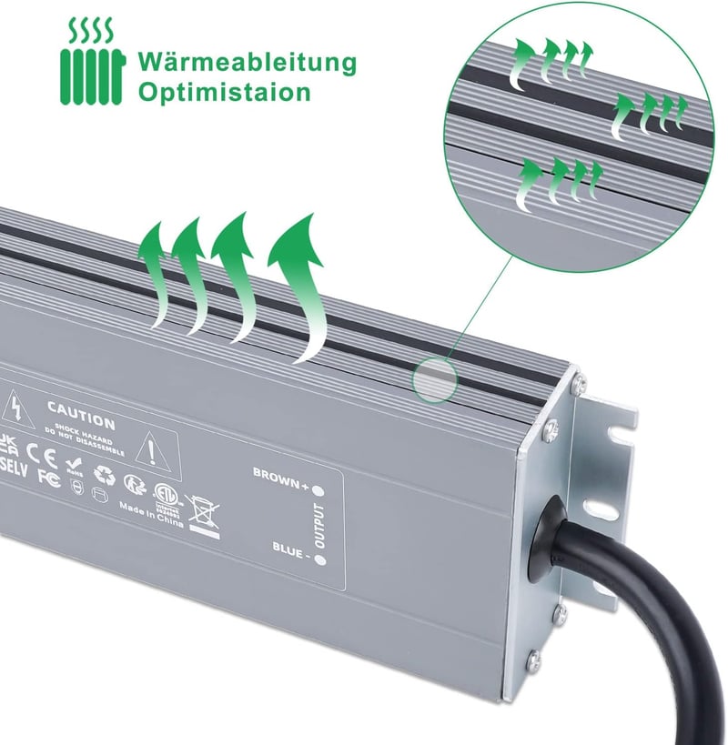REYLAX 150W LED tápegység 24V vízálló IP67 kültéri LED szalaghoz