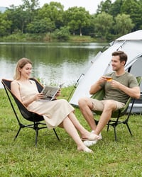 Scaun de camping pliabil Rgaden, material textil tip plasă, ușor și respirabil, scaun portabil pentru drumeții în aer liber 7