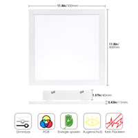 Panou LED RGB pentru tavan, reglabil, cu 8 culori și lumină albă caldă 3000K, pentru sufragerie, birou, bucătărie, 30x30 cm 4